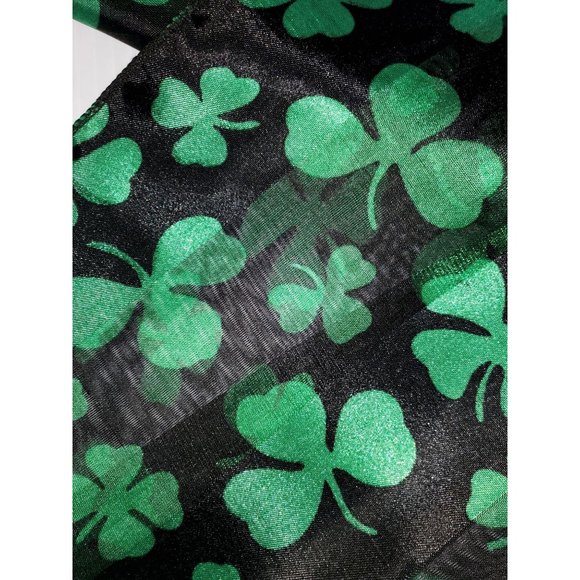 Shamrock Sheer green and black rectangular scarf St. Patrick's 1170 - Picture 3 of 4